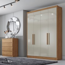 Guarda Roupa Solteiro Moderni 100%MDF 4 Portas 3 Gavetas - Móveis Ubá